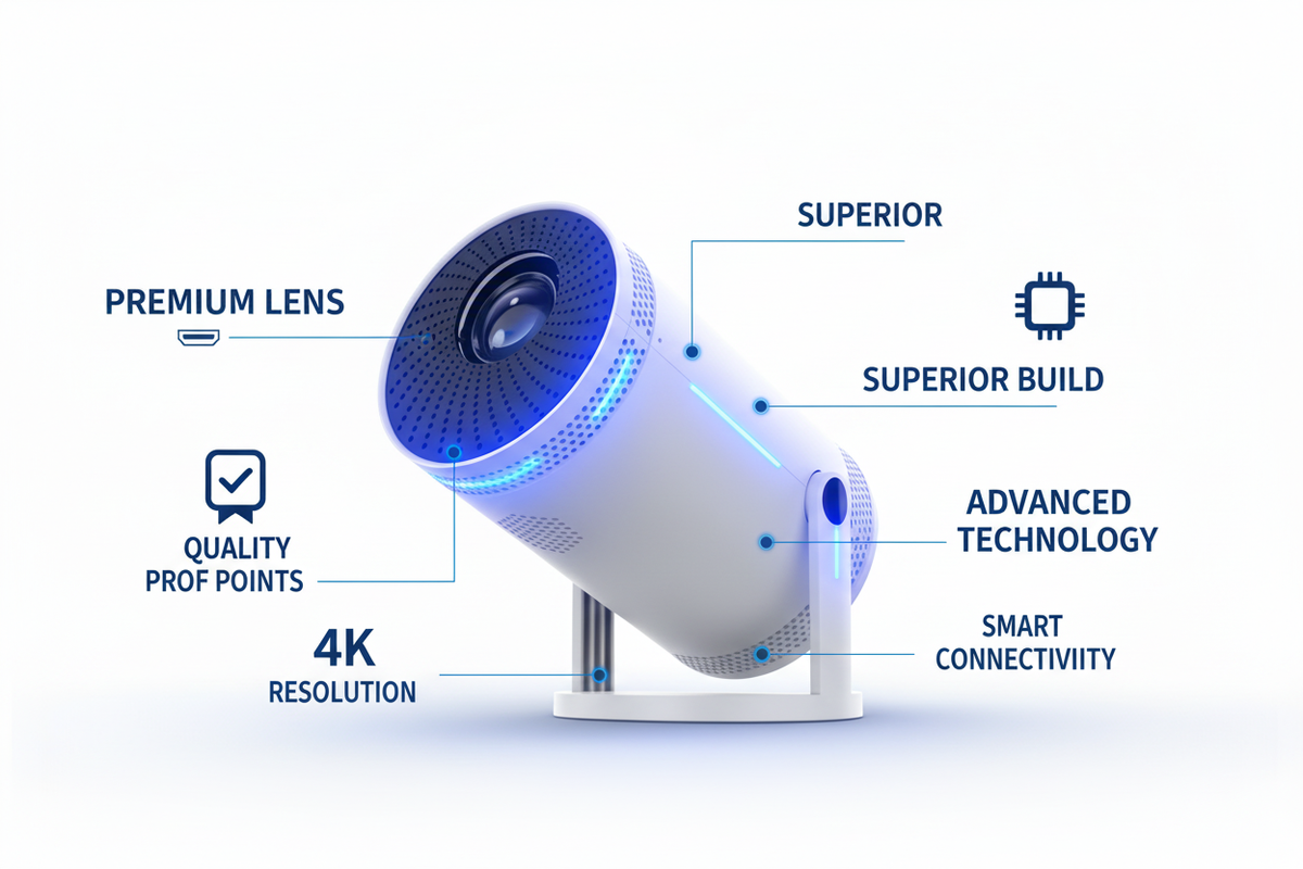 Projector Quality Proof with Blue Accents